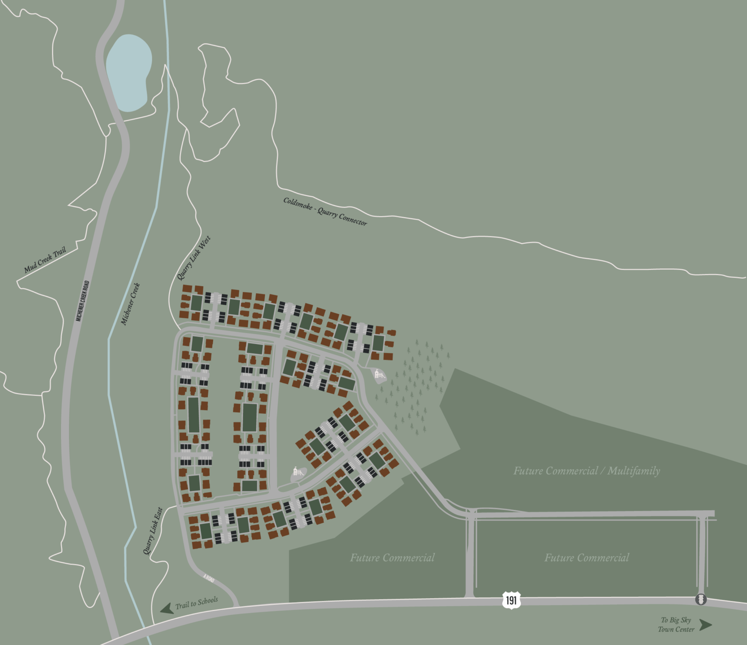 Big Sky Quarry master plan over with surrounding area and trail connections